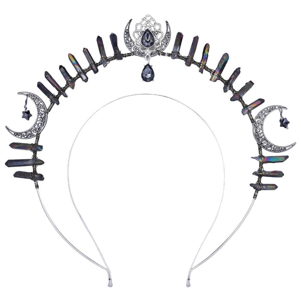 Goth Goddess Halo Crown Black Moon Star Headband Cosplay Festival Wedding